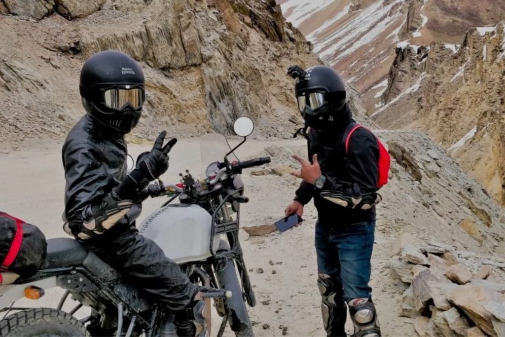 2 bikers off-road - group motorcycle riding