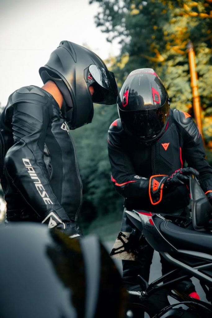 bikers arranging luggage