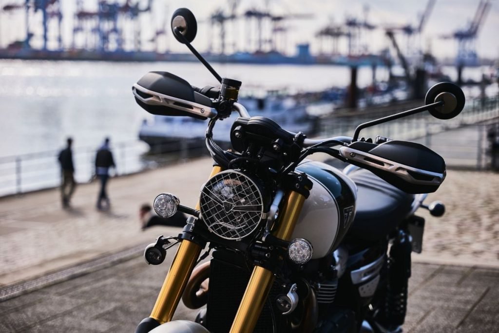 triumph motorcycles - bike on docks