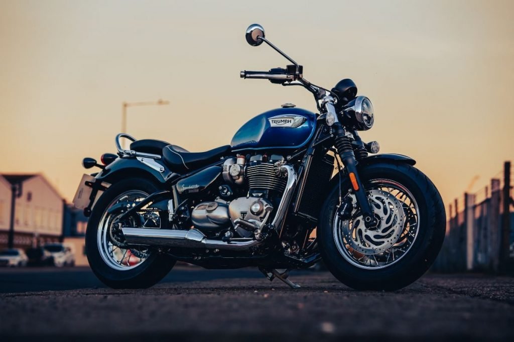 cruiser motorbike at sunset