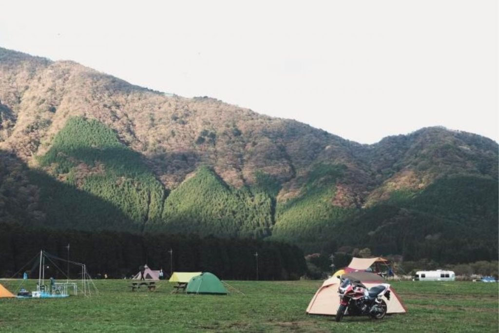 camping with motorcycle - mountains
