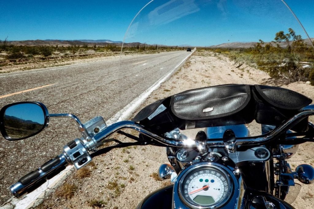 biker taking break side of road
